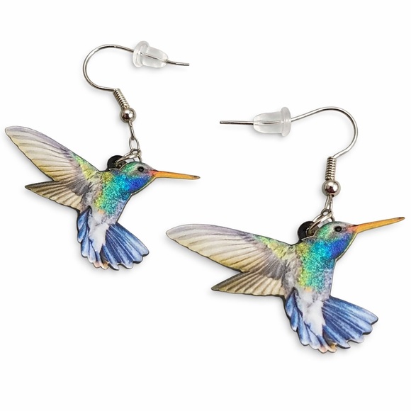 Jewelry - Hummingbird Drop Earrings Colorful Bird Dangle Earrings Lightweight Boho NEW
